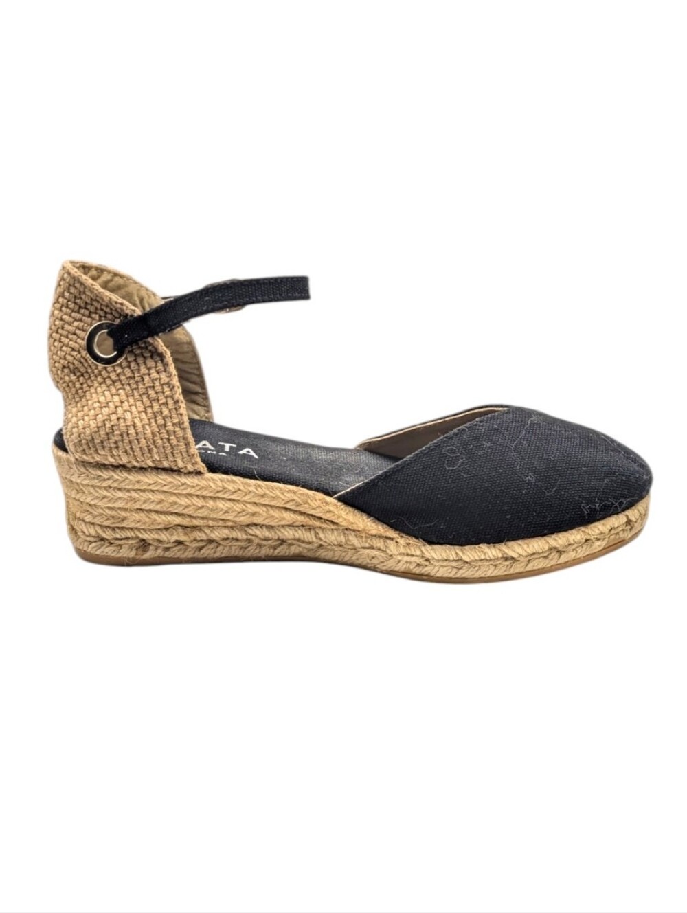 Viscata Pubol Black Canvas Espadrille Wedge Sandals Size 39 US 8 EUC $135 S4144 - Picture 5 of 12